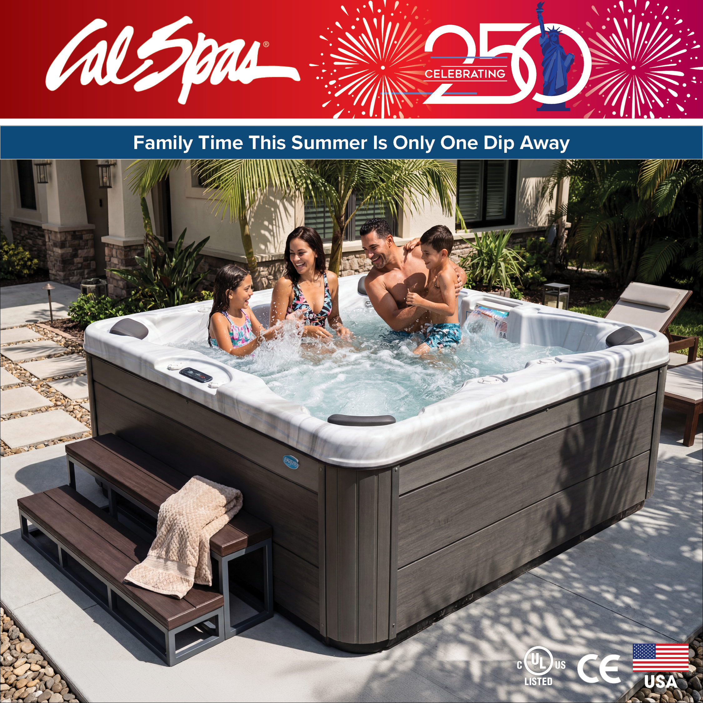 Calspas hot tub being used in a family setting - Whitehouse